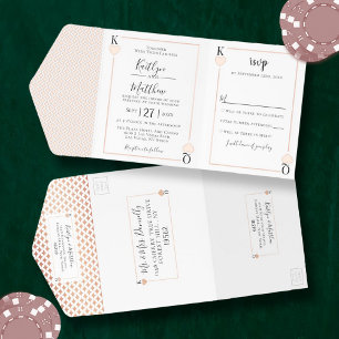 Tout En Un Invitation Monogramme Mariage de carte de jeu Real Foil Press
