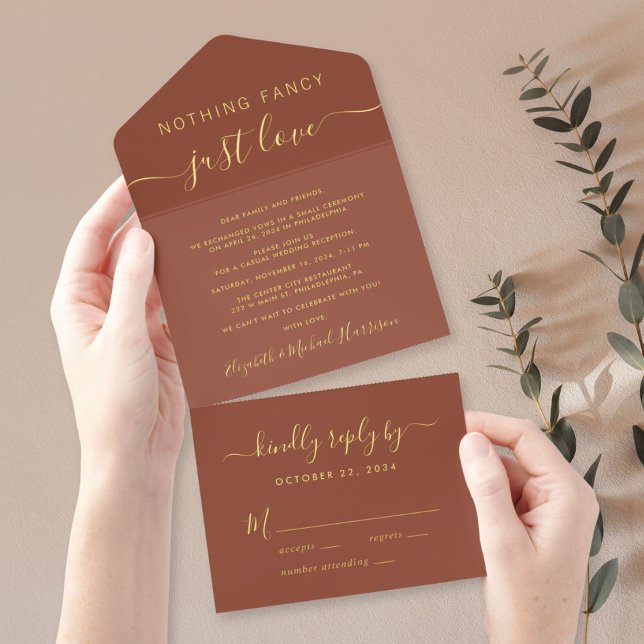Tout En Un Invitation Rien De Fancy Just Love Mariage Réception Décontra (Créateur téléchargé)