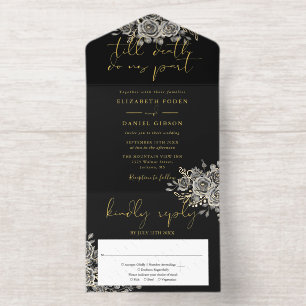 Tout En Un Invitation Til Death Roses gothiques florales mariage papier