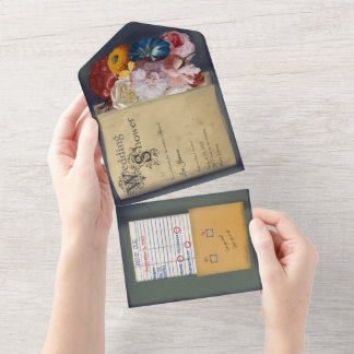 Tout En Un Invitation Wedding shower de livres de bibliothèqu