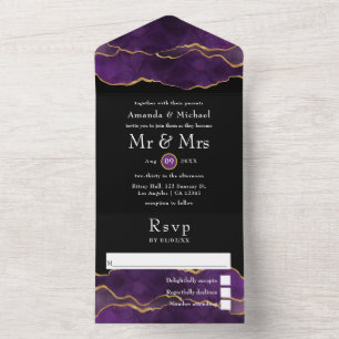Tout En Un Mariage d'âge violet et or sur invitation