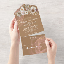 Tout en un Mariage Floral Rustic Invitation