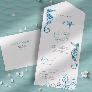 Tout En Un Modern Coastal Wedding All In One Invitation
