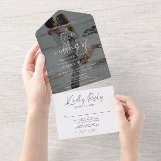 Tout En Un Modern Photo Wedding All in One Invitation
