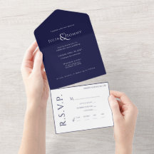 (NAVY) Invitation de mariage minimaliste, élégante