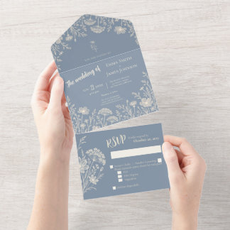 Tout En Un Periwinkle Wildflower All in One Invitation