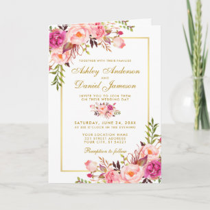 Tout en un rose Floral Mariage Invitation photo