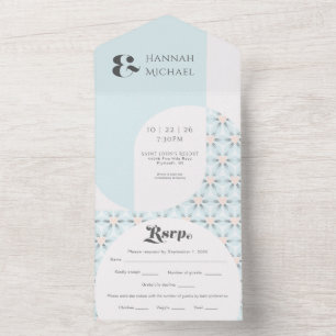 Tout En Un Simple Gras Vintage Aqua All In One Invitation