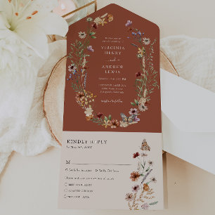 Tout En Un Terracotta All in One Wedding Invitation