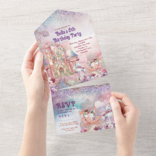 TOUT EN UN Unicorne Invitation Anniversaire