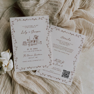 Tout En Une Main Mocha Tirée Faire-part de mariage
