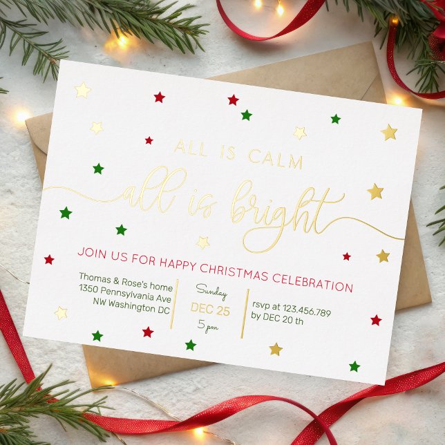 tout est calme or foil christmas invitation (Créateur téléchargé)