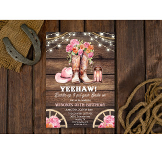 TOUT ÉVÉNEMENT - Invitation Western Florale Bottes