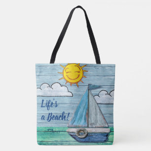 Tout sur papier Grand Sac fourre-tout Plage de boi