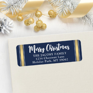 Tout texte Marine Blue & Gold Christmas Adresse de