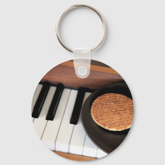 Tout Va Bien - Porte-clé Stroopwafel & Piano (Recto)