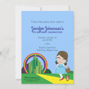 TOUTE AGE Dorothy of Oz BIRTHDAY PARTY invitation