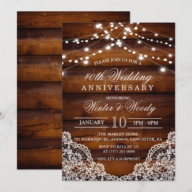 Toute année - Invitation de mariage en bois (Devant / Derrière)