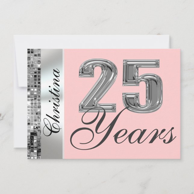 Toute couleur et 25 ans Anniversaire Invitation (Devant)