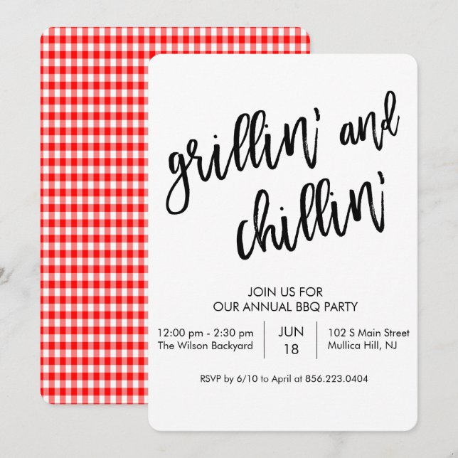 TOUTE COULEUR - Invitation au barbecue Grillin et  (Devant / Derrière)