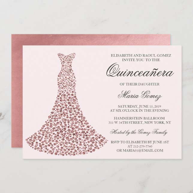 TOUTE COULEUR - Quinceanera Invitation d'anniversa (Devant / Derrière)