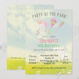 TOUTE Fête AGE au parc Kite Birthday Invitation