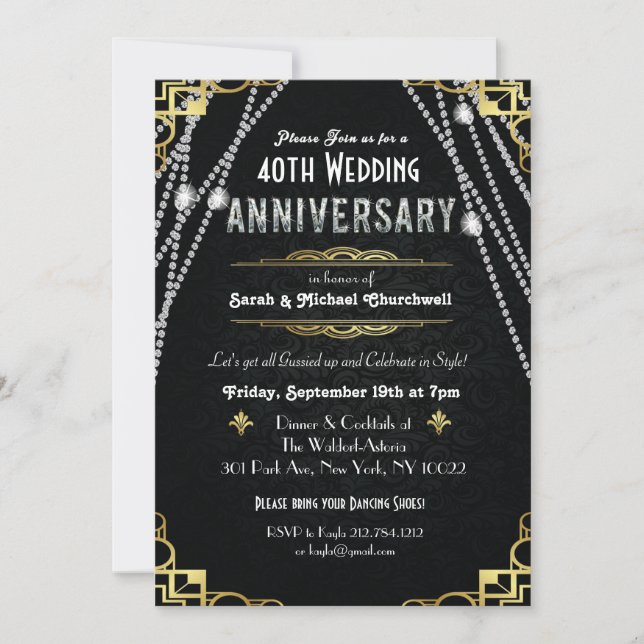 TOUTE grande invitation d'anniversaire de Gatsby (Devant)