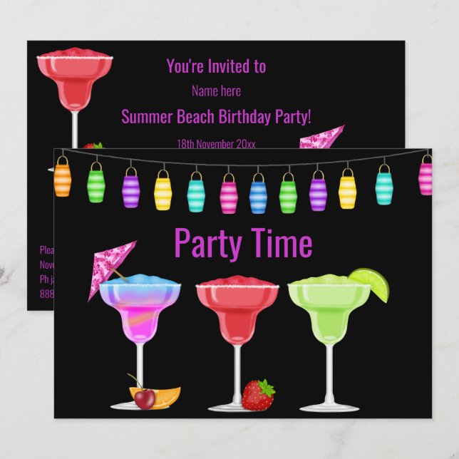 TOUTE OCCASION BEACH COCKTAIL PARTY INVITATION MAR (Devant / Derrière)