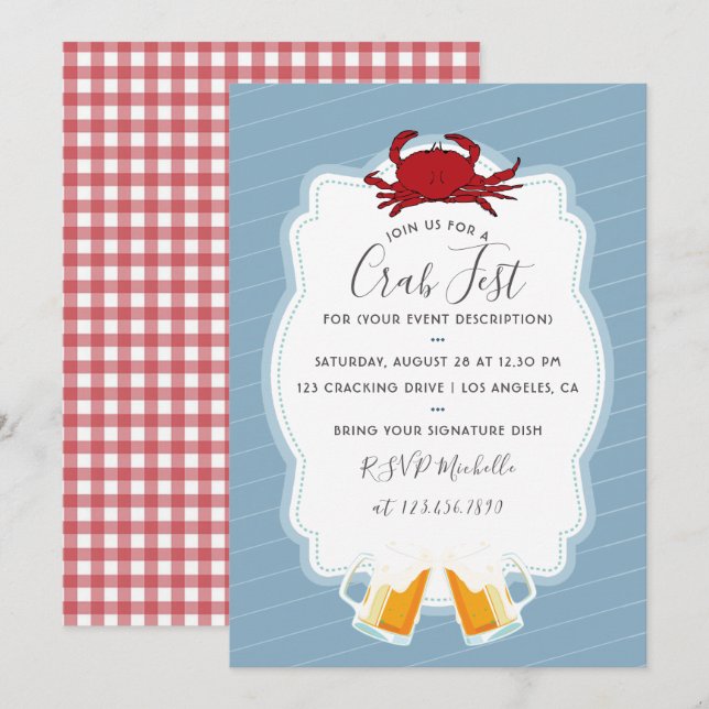 Toute occasion Fête du crabe Invitation (Devant / Derrière)