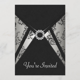 Toutes les Occasion Noir Damask Invitation Modèle