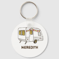 Tow Behind Camper Caravan Personalized Keychain
