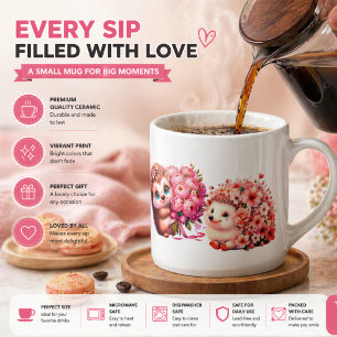  Tow cuteRomantic Floral Hedgehog Duo Illustration Espresso Cup
