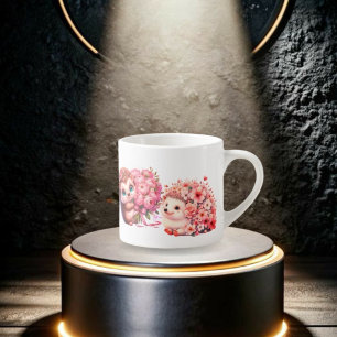  Tow cuteRomantic Floral Hedgehog Duo Illustration Espresso Cup