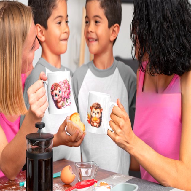  Tow cuteRomantic Floral Hedgehog Duo Illustration Mug (Creator Uploaded)