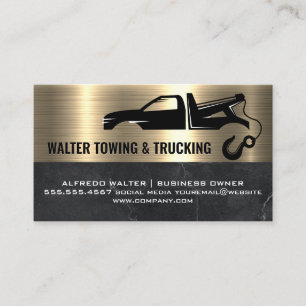 Tow Truck and Hook   Metallic Gold Marble Business Card