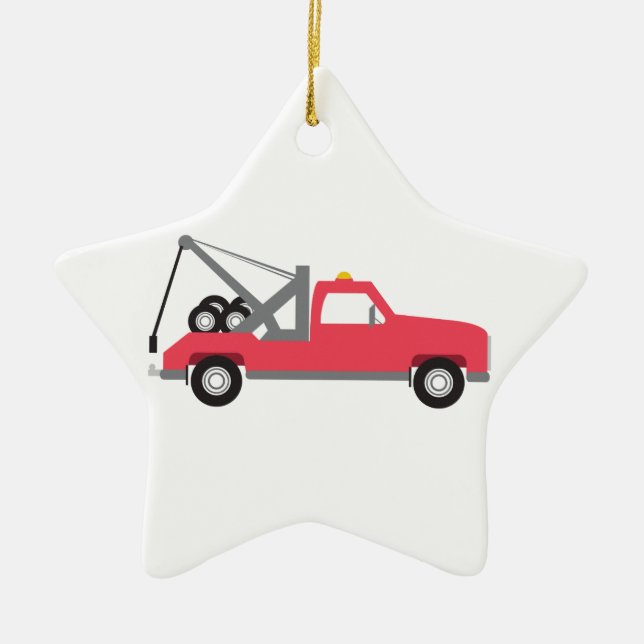 Tow Truck Ceramic Ornament (Front)