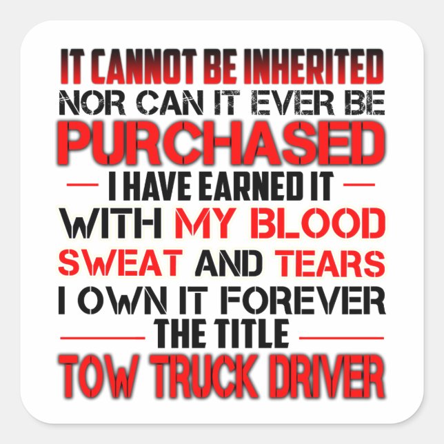 Tow Truck Driver Sticker Funny Birthday Gifts (Front)
