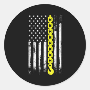 Tow Truck Driver thin yellow line USA flag gift Classic Round Sticker