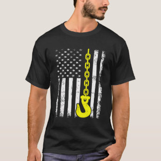 Tow Truck Driver Us Flag Wrecker Trucker American T-Shirt