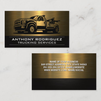 Tow Truck | Gold Metallic Business Card