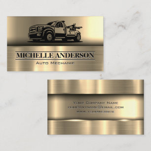 Tow Truck Metallic Background Business Card