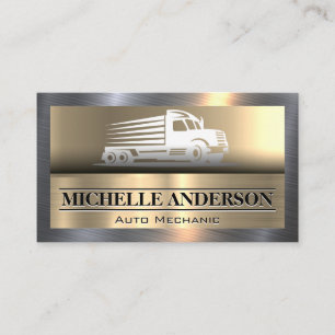 Tow Truck Metallic Steel Shine Business Card