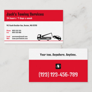Tow Truck Services Your tow Anywhere Anytime Business Card