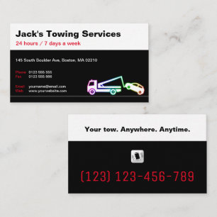 Tow Truck Services   Your tow Anywhere Anytime Business Card