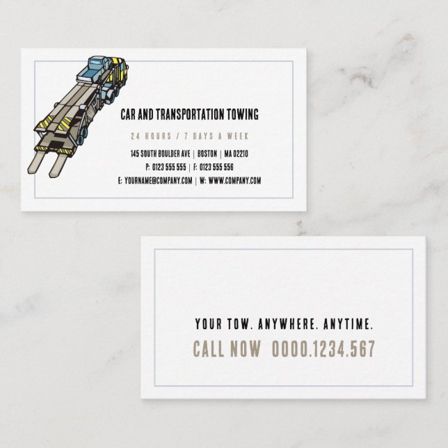 Tow Truck Services | Your tow Anywhere Anytime Business Card (Front/Back)