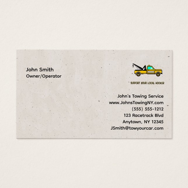 Tow Truck Theme Customizable Business Card (Front)