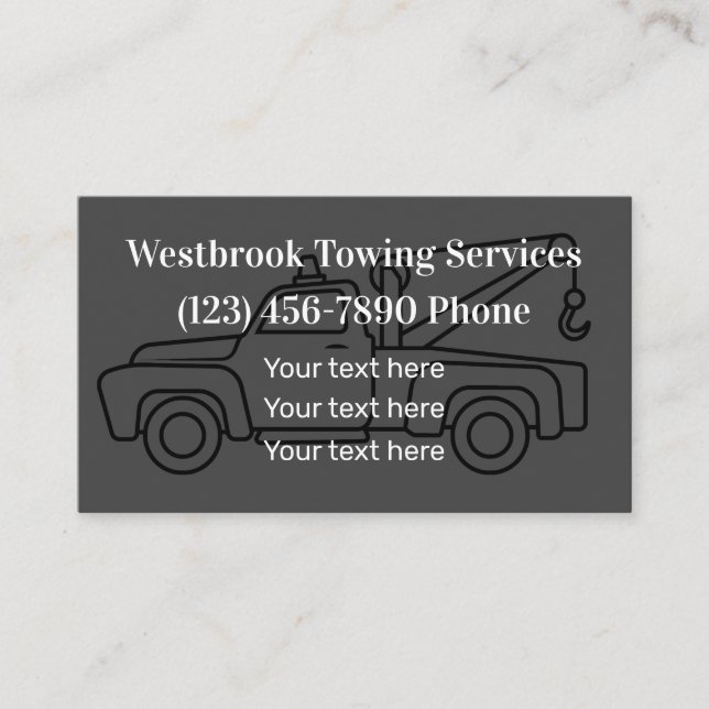 Tow Truck Wrecker Service Simple Business Card (Front)
