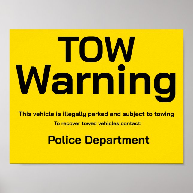 Tow warning poster (Front)
