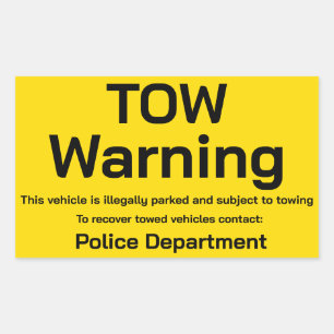 Tow warning sticker