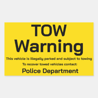 Tow warning sticker